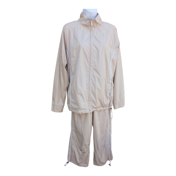 Mexx Sport Tan White Capri Track Suit Size 12 NWT - Picture 2 of 6